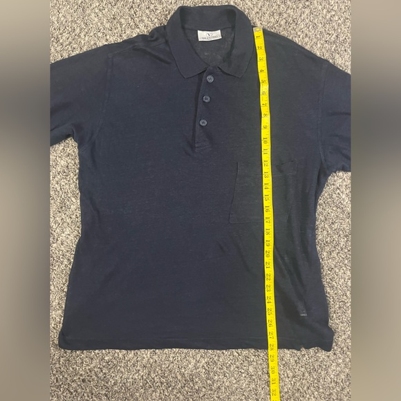 Vtg Valentino studio linen polo shirt navy extra large - Picture 8 of 8